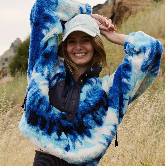 FP Movement by Free People Jackets & Blazers - NWT Free People Movement Rocky Ridge Fleece Pullover Jacket Ocean Tie Dye Combo